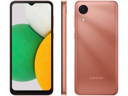 Smartphone Samsung Galaxy A03 Core 32GB Cobre - Octa-Core 2GB RAM 6,5” Câm. 8MP + Selfie 5MP