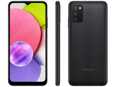 Smartphone Samsung Galaxy A03s 64GB Preto 4G - 4GB RAM Tela 6,5” Câm. Tripla + Selfie 5MP