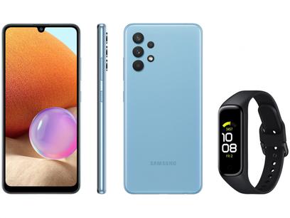 Smartphone Samsung Galaxy A32 128GB Azul 4G – 4GB RAM + Smartband Galaxy Fit2 Preto