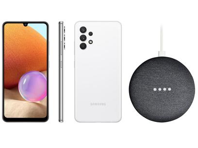 Smartphone Samsung Galaxy A32 128GB Branco 4G – 4GB RAM + Nest Mini 2ª geração Smart Speaker