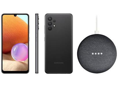 Smartphone Samsung Galaxy A32 128GB Preto 4G – 4GB RAM + Nest Mini 2ª geração Smart Speaker
