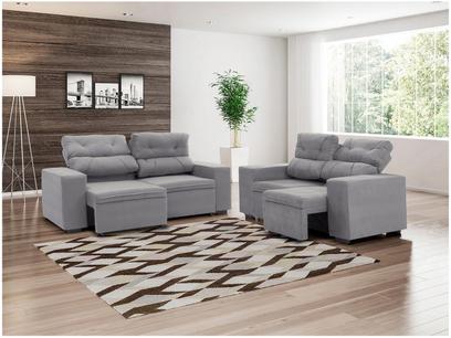Sofá Retrátil Reclinável 2 e 3 Lugares Suede – Phormatta Evolution SMP Cinza