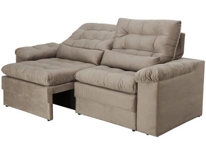 Sofá Retrátil e Reclinável 4 Lugares Velosuede Cristal Cappuccino Next Sofás