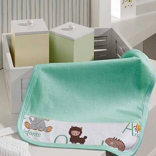 Toalhinha de Boca Tecebem Baby Malha Alfabeto 3 Peças Estampado Kinder Verde
