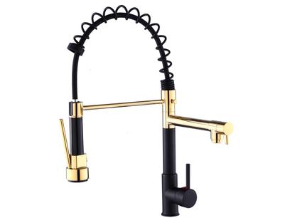Torneira para Cozinha Gourmet de Mesa Dupla Saída - Monocomando Nell YL-03 Preta e Dourada