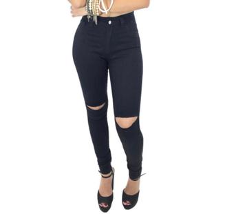 calça jeans rasgada preta