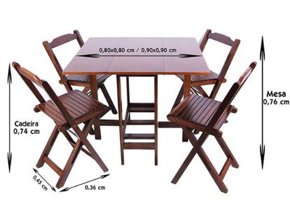 Conjunto Mesa Quadrada Dobravel Pratica Scholl Com 4 Cadeiras