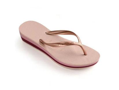 sandalia havaiana com salto anabela