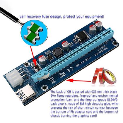 Imagem de 007pci-e1x a 16 cabo de extensão da placa gráfica Fonte de alimentação de 6 pinos Usb3.0