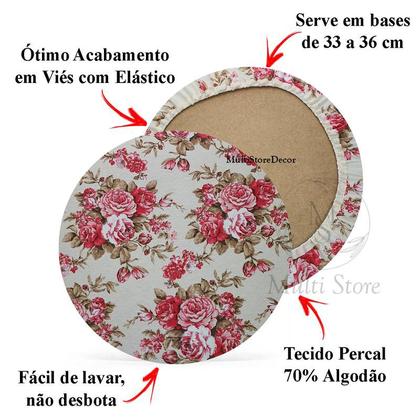 Imagem de 01 Capa de Sousplat Floral Rosa - 35 cm - Várias Cores e Estampas - Supla Jogo Americano