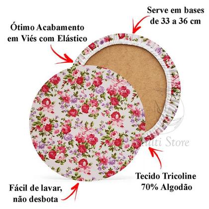 Imagem de 01 Capa de Sousplat Floral Vinho - 35 cm - Várias Cores e Estampas - Supla Jogo Americano