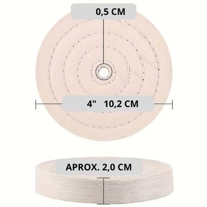 Imagem de 01 Disco Escova Roda Polimento Jeans OU Algodão 4 ou 6 polegadas Politriz Esmeril Clemara rebolo polir brim pano cera ferramenta rodana peça feltro