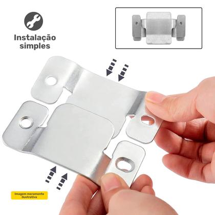 Imagem de 01 Par Conector de Encaixe para Móveis Compátivel Sofá Cabeceira Painel Galvanizado - Desk Design