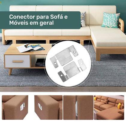 Imagem de 01 Par Conector de Encaixe para Móveis Compátivel Sofá Cabeceira Painel Galvanizado - Desk Design