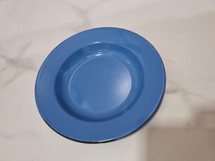 Imagem de 01 Prato Esmaltado Ágata Original 22cm Cor Azul Postagem Rápida