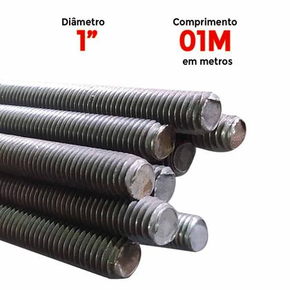 Imagem de 01 Un Barra Roscada Aço Polido 1 Pol x 1m  Rosca Grossa UNC