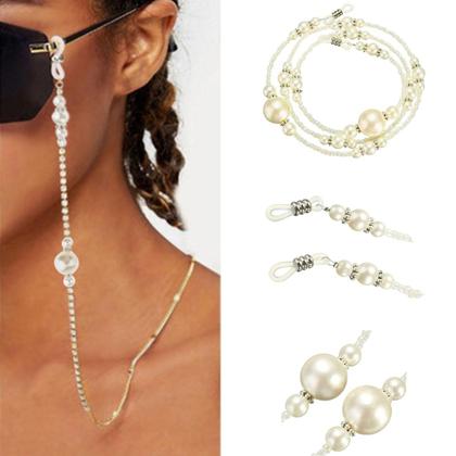 Imagem de 01 Uni Cordinha Salva Óculos Pérola Cordão Corrente Silicone acessório feminino moda armação senhora bijuteria feminina grau solar