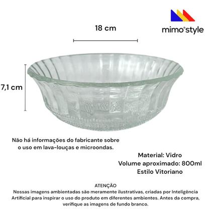 Imagem de 02 Bowl Tigela Cumbuca Vidro Trabalhado Boho 18cm Mimo Style