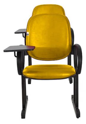 Imagem de 02 Cadeiras para Auditório com Prancheta Linha Dallas Auditório Amarelo
