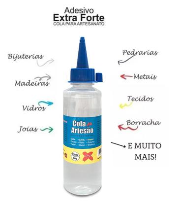Imagem de 02 Cola de Silicone Líquida p/ Artesanato Eva Isopor Couro Papel Papelão Cetim 100ml