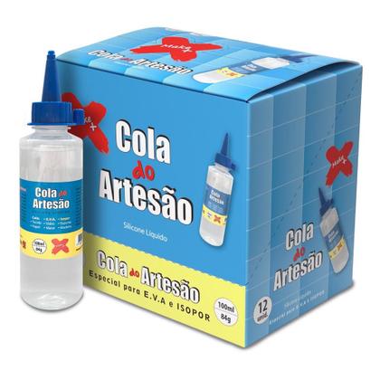 Imagem de 02 Cola de Silicone Líquida p/ Artesanato Eva Isopor Couro Papel Papelão Cetim 100ml