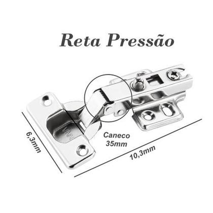 Imagem de 02 Dobradiças Reta Pressão 35mm Armários Guarda-Roupas