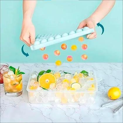 Imagem de 02 Forma De Gelo Redondo Bola Esfera Com Tampa QueimaEstoque