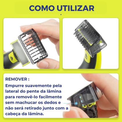 Imagem de 02 Laminas Refil + 01 Pente P/ Barbeador Oneblade Philips