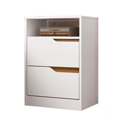 Imagem de 02 mesas de cabeceira  com gavetas  Albatroz Sole  Branco/freijo