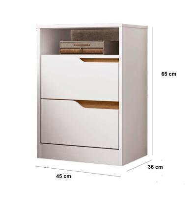 Imagem de 02 mesas de cabeceira  com gavetas  Albatroz Sole  Branco/freijo