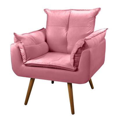 Imagem de 02 Poltronas Opala Decorativa Pés Palito Suede Rosa