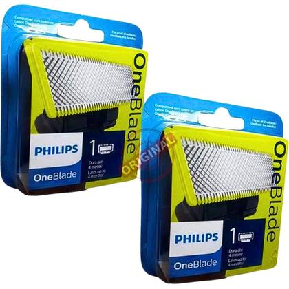 Imagem de 02 Refil Lamina Philips Compat Oneblade Qp2530 Qp6510 Qp6520 qp220/51 One blade lâminas barbeador barbear qp2510 reposição avulsa aparelho barba pelo