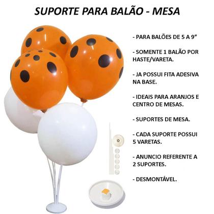 Imagem de 02 Suportes Balão 10 Bexigas/Varetas Haste Centro Mesa Desmontável com Base Enfeite Decoração Festas 45cm