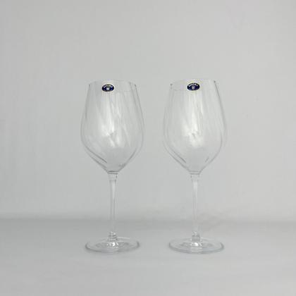 Imagem de 02 Taças de Vinho Branco 600ml Uria Cristal Canelado Bohemia