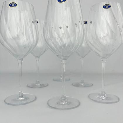 Imagem de 02 Taças de Vinho Branco 600ml Uria Cristal Canelado Bohemia