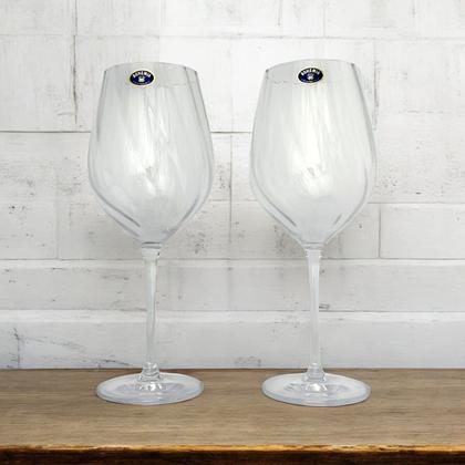 Imagem de 02 Taças de Vinho Branco 600ml Uria Cristal Canelado Bohemia