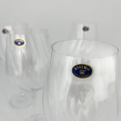 Imagem de 02 Taças de Vinho Branco 600ml Uria Cristal Canelado Bohemia