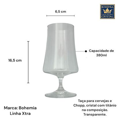 Imagem de 02 Taças Xtra de Cristal Bohemia 380ml Cerveja Chopp Drinks