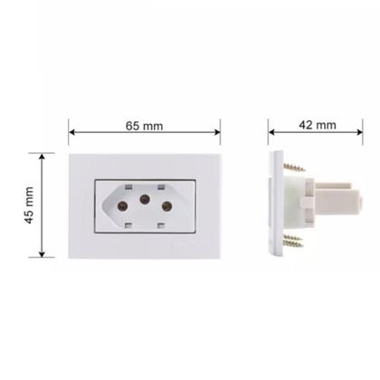 Imagem de 02 Tomada P/ Moveis Margirius 2p+t Branca 10a 250v Nbr 14136