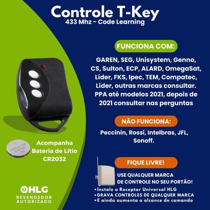 Imagem de 02 Unid Controle Remoto TKey 433mhz Code Learning