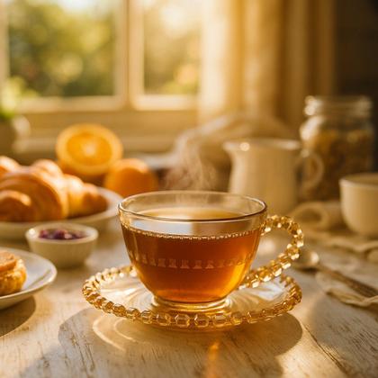 Imagem de 02 Xícaras e Pires Chá 200ml Cristal Âmbar Luster Lhermitage