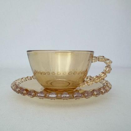 Imagem de 02 Xícaras e Pires Chá 200ml Cristal Âmbar Luster Lhermitage