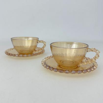 Imagem de 02 Xícaras e Pires Chá 200ml Cristal Âmbar Luster Lhermitage