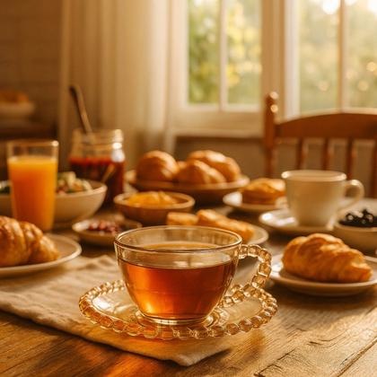 Imagem de 02 Xícaras e Pires Chá 200ml Cristal Âmbar Luster Lhermitage