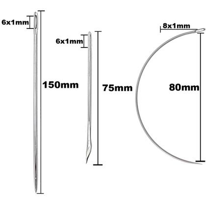 Imagem de 03 Agulha Manual Costurar Couro Tapete Fio Encerado Furo 1mm