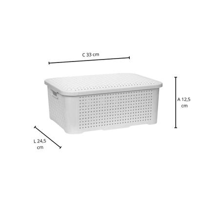 Imagem de 03 Caixa Organizadora Rattan 10 Litros Empilhavel com tampa Kit Cesto Organizador