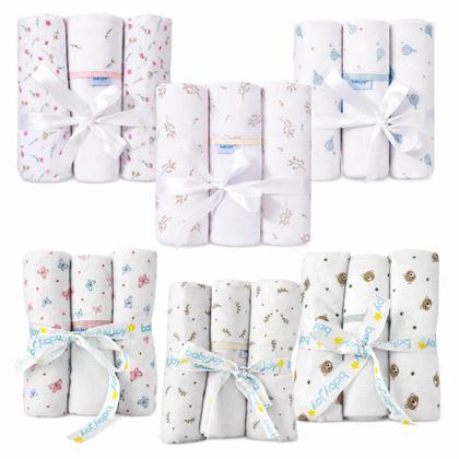Imagem de 03 Cueiros Flanelado Grande 1mx80cm Estampado Enxoval Bebê