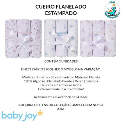 Imagem de 03 Cueiros Flanelado Grande 1mx80cm Estampado Enxoval Bebê