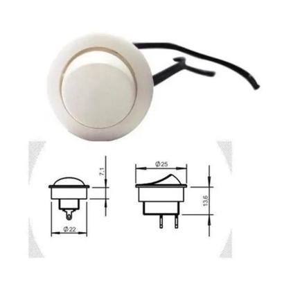 Imagem de 03 Interruptor Para Moveis Botão 22Mm Com Cabo 2A Branco