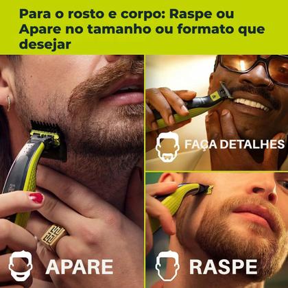 Imagem de 03 Laminas Refil 360 + Aparador Nasal P/ Philips Oneblade